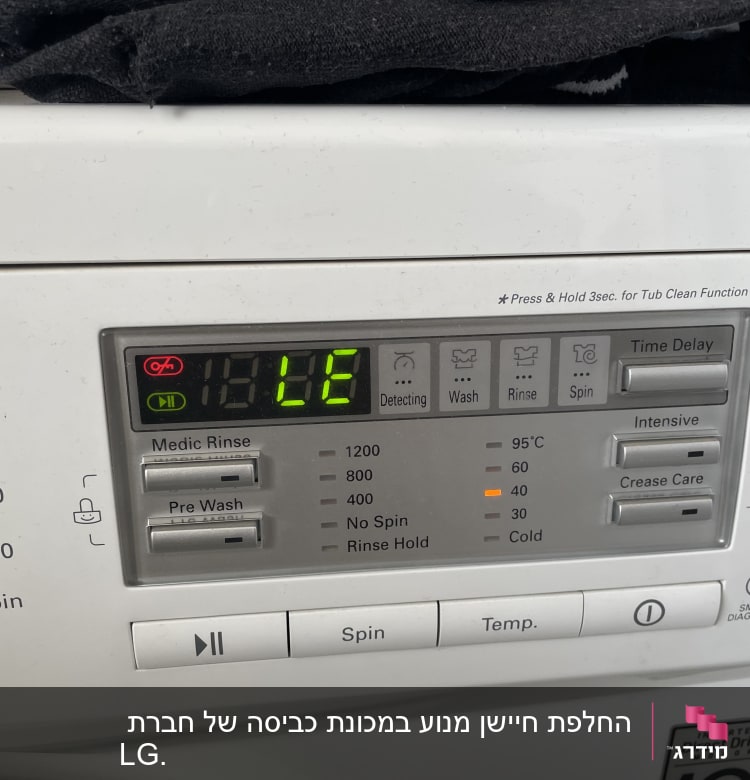 לוח בקרה של מכונת כביסה עם תצוגה דיגיטלית